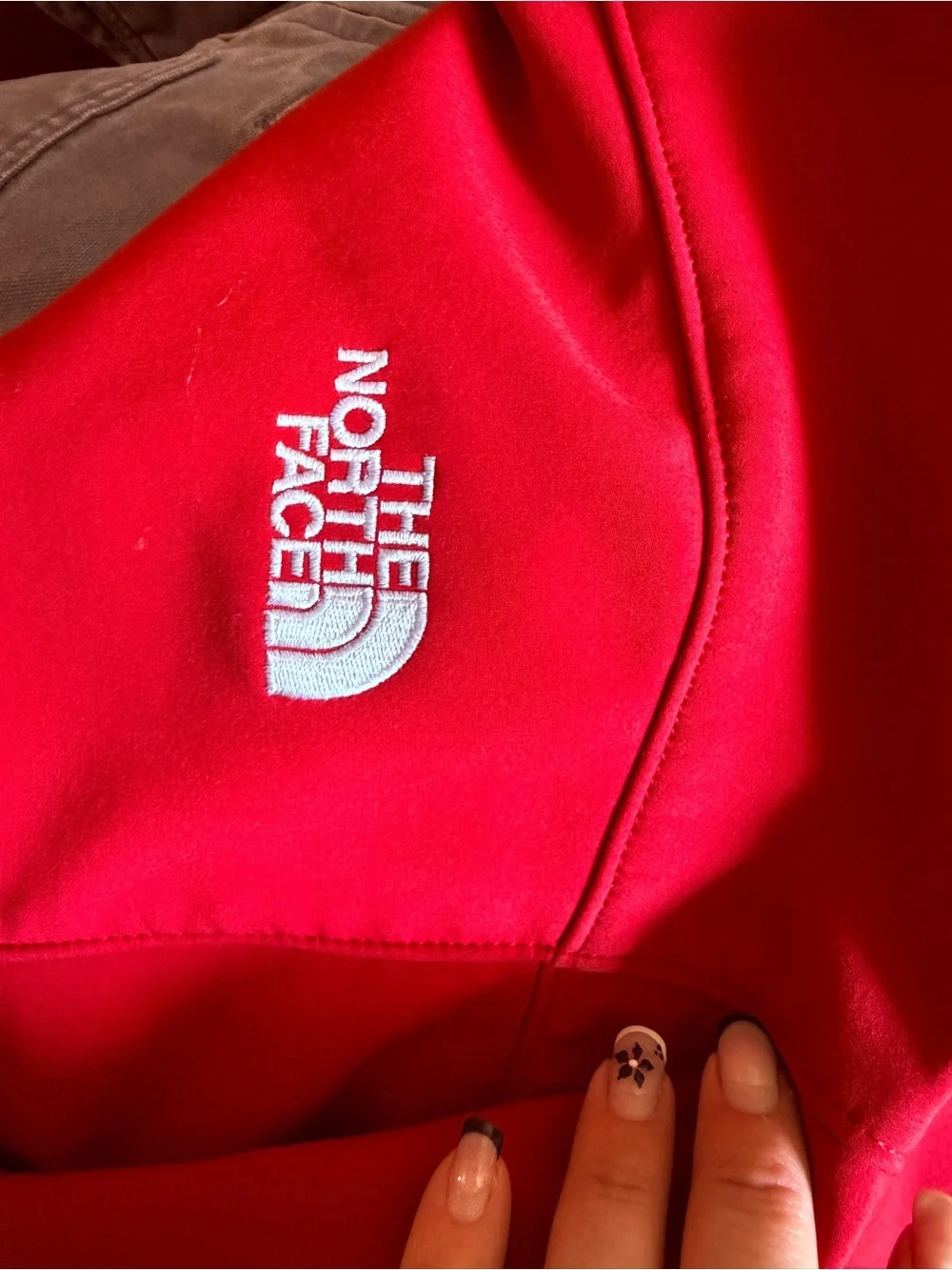 The North Face Red Fleece Jacket with Black Trim
